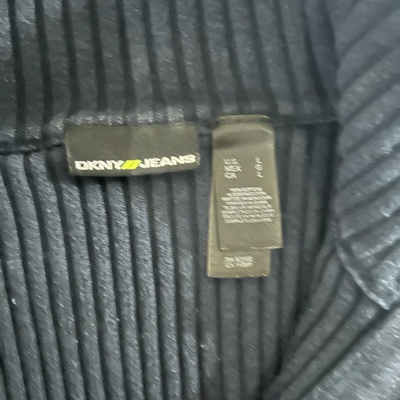 DKNY Y2K fitted ribbed logo navy blue quarter zip sweater - Picture 4 of 9